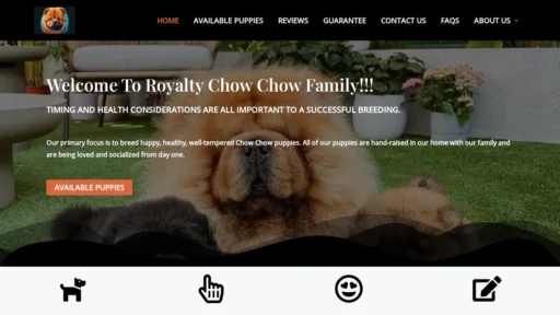 A screenshot of Royaltychowchowfamily.com