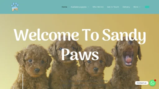 A screenshot of Sandsypaws.com