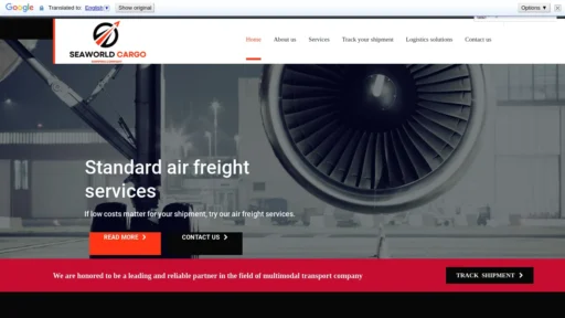 A screenshot of Seaworldcargo.com