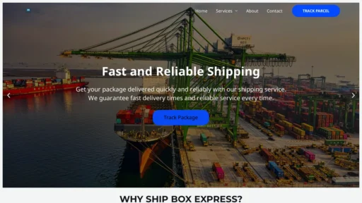A screenshot of Shipboxexpress.com