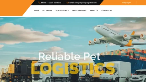 A screenshot of Skywingslogistics.com