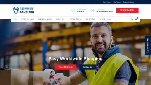 A screenshot of Snowwhitecouriers.com