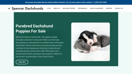 A screenshot of Spencerdachshunds.com