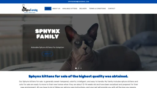A screenshot of Sphynxfamily.com