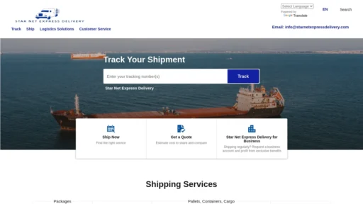 A screenshot of Starnetexpressdelivery.com