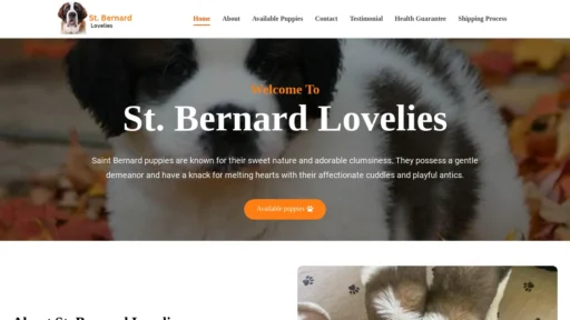 A screenshot of Stbernardlovelies.com