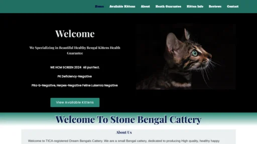 A screenshot of Stonebengalscattery.com