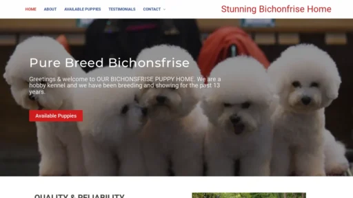 A screenshot of Stunningbichonsfrisehome.com