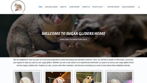 A screenshot of Sugarglidershome.com