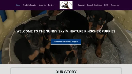 A screenshot of Sunnyskyminiaturepinschers.com