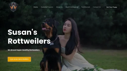 A screenshot of Susansrottweilersforsale.com