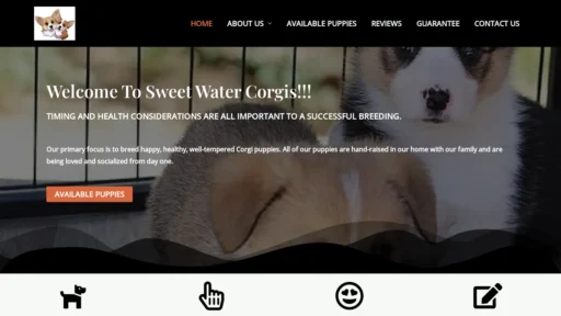 A screenshot of Sweetwatercorgis.com