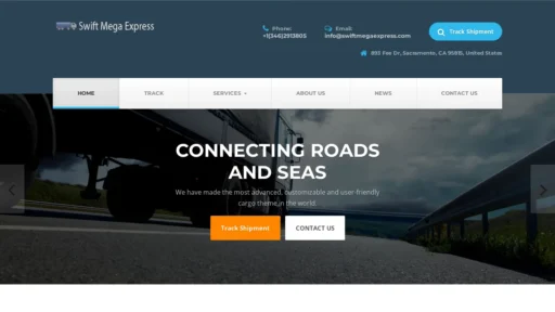 A screenshot of Swiftmegaexpress.com