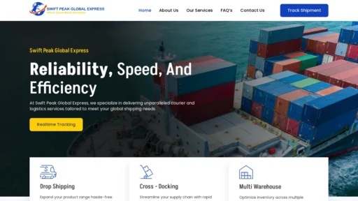 A screenshot of Swiftpeakglobalexpress.com