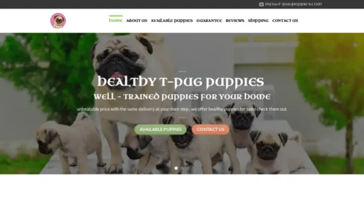 A screenshot of T-pugpuppies.com