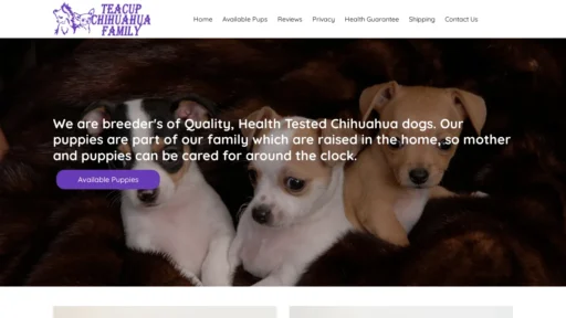 A screenshot of Teacupchihuahuafamily.com