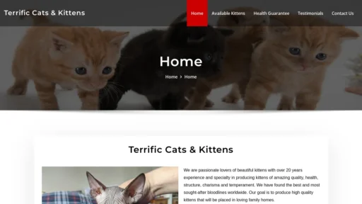 A screenshot of Terrificcatsnkittens.co.za