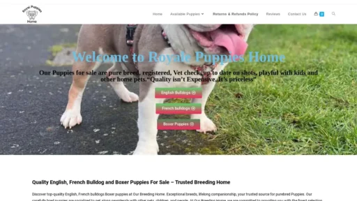 A screenshot of Theroyalepuppies.com