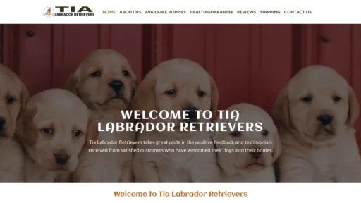 A screenshot of Tialabradorretrievers.com