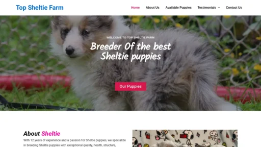 A screenshot of Topsheltiefarm.com