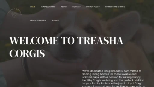 A screenshot of Treashacorgis.com