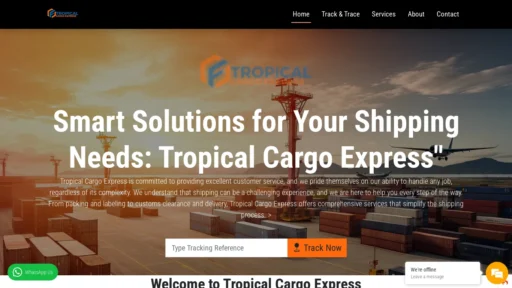 A screenshot of Tropicalcargoexpress.com
