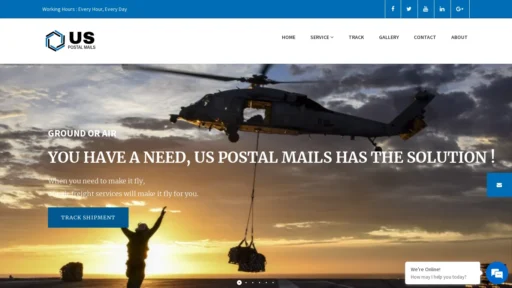 A screenshot of Uspostalmails.com