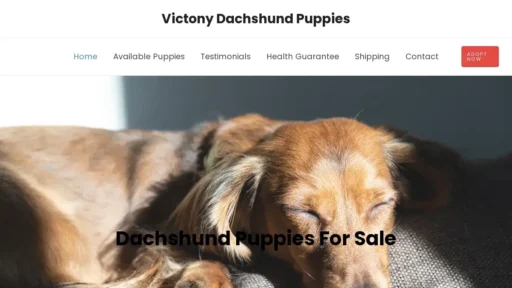 A screenshot of Victonydachshundpuppies.com