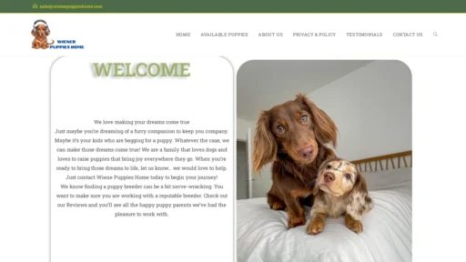 A screenshot of Wienerpuppieshome.com
