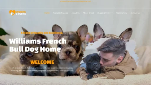 A screenshot of Williamsfrenchbulldoghome.com