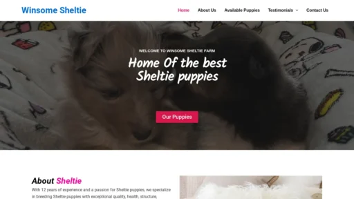 A screenshot of Winsomesheltiepuphome.com