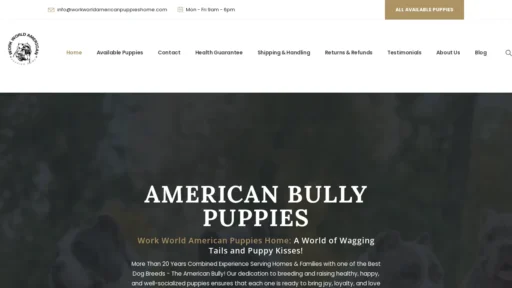 A screenshot of Workworldamericanpuppieshome.com