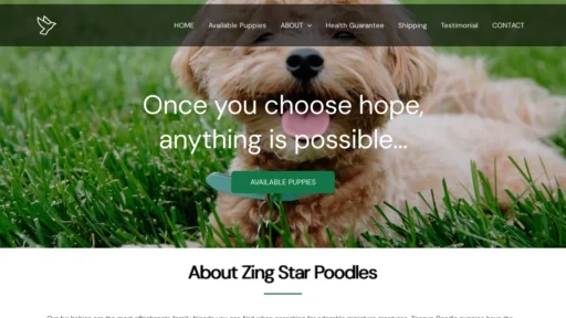 A screenshot of Zingstarpoodles.com