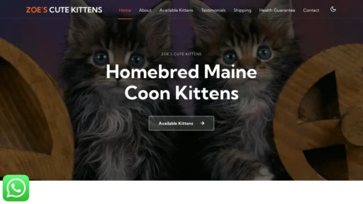 A screenshot of Zoescutekittens.online