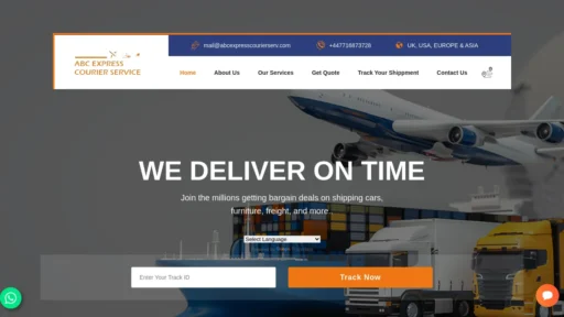 Scam Website Screenshot Abcexpresscourierserv.com