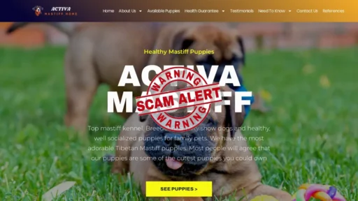 Scam Website Screenshot Activamastiffhome.com