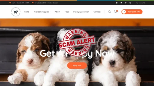 Scam Website Screenshot Adorablebernedoodle.com