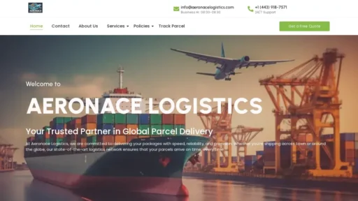 Scam Website Screenshot Aeronacelogistics.com