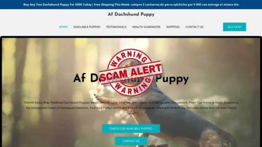 Scam Website Screenshot Afdachshundpuppy.com