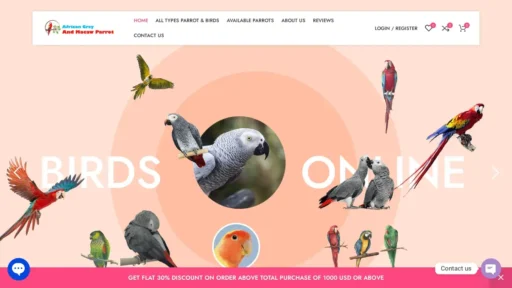Scam Website Screenshot Africangreyandmacawparrot.com