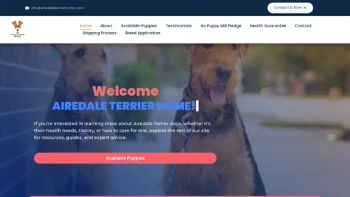 Scam Website Screenshot Airedaleterrierhome.com