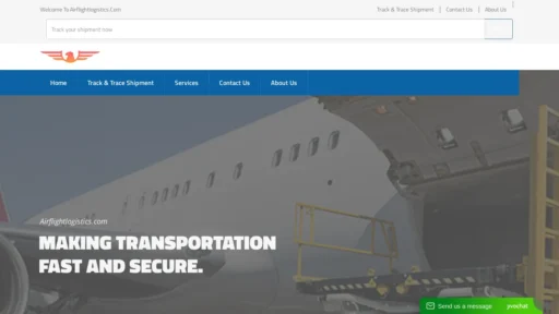 Scam Website Screenshot Airflightlogistics.com
