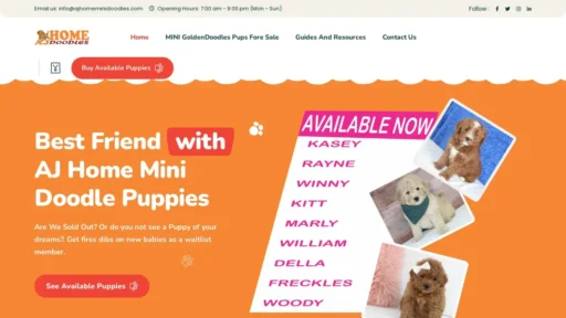 Scam Website Screenshot Ajhomeminidoodles.com