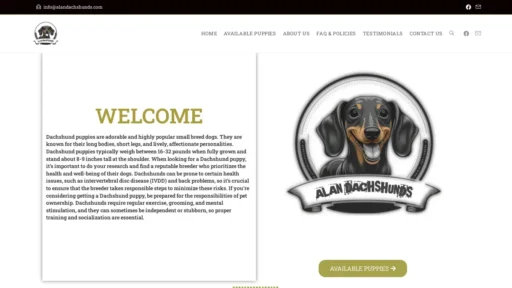 Scam Website Screenshot Alandachshunds.com