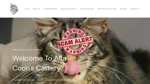 Scam Website Screenshot Alfacoons.com