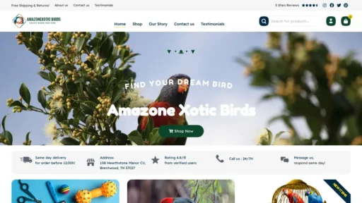 Scam Website Screenshot Amazonexoticbirds.com
