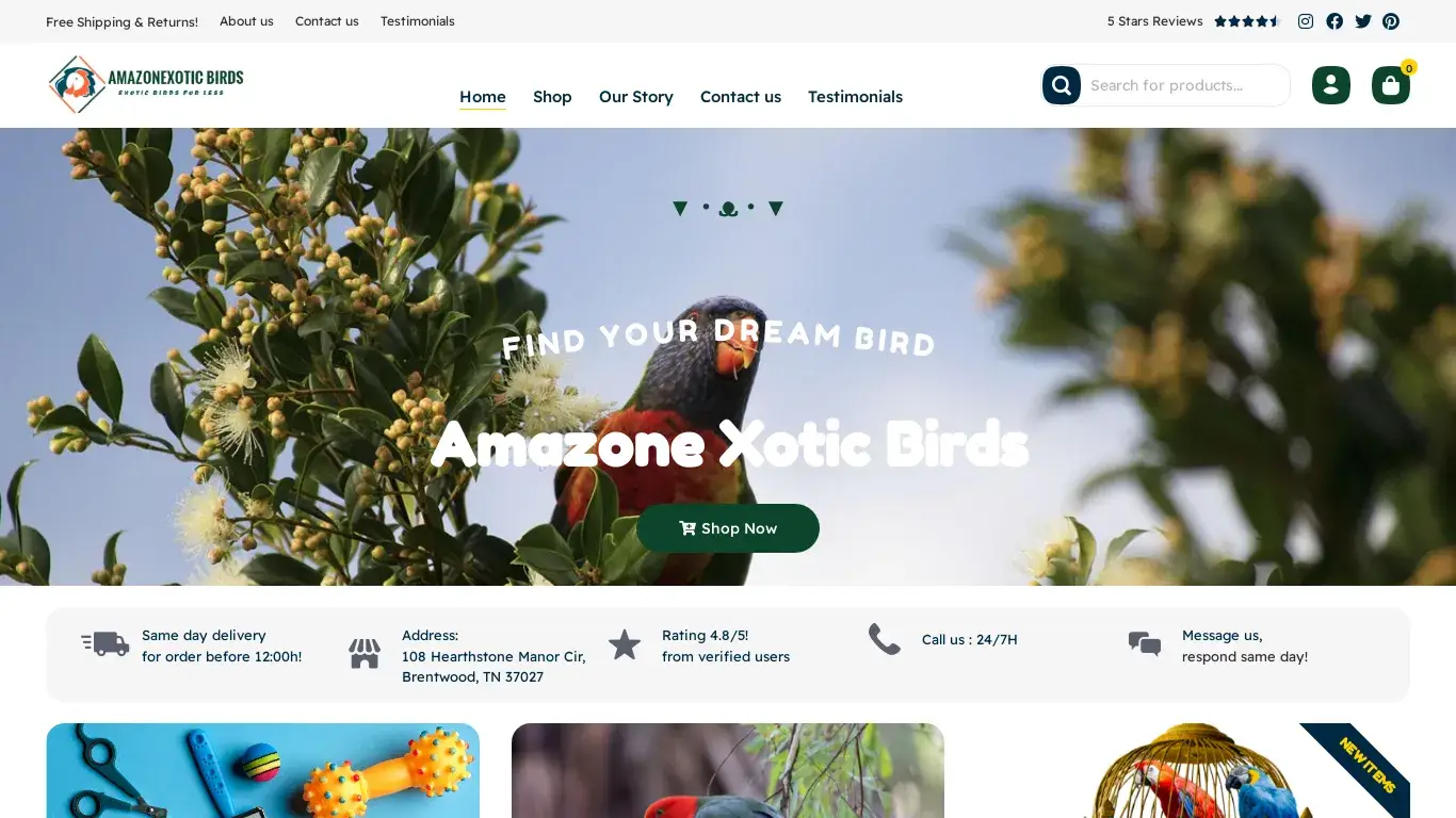 is Home - Amazon Exotic Birds legit? screenshot