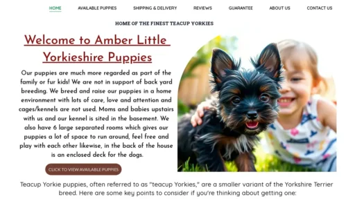Scam Website Screenshot Amberlittleyorkieshirepuppies.com