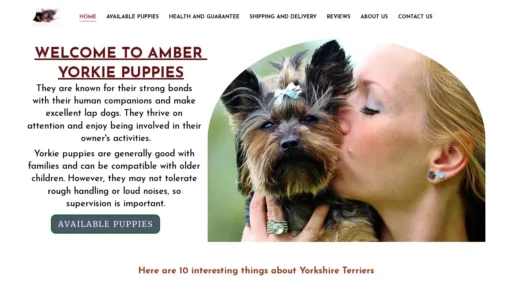 Scam Website Screenshot Amberyorkiepuppies.com