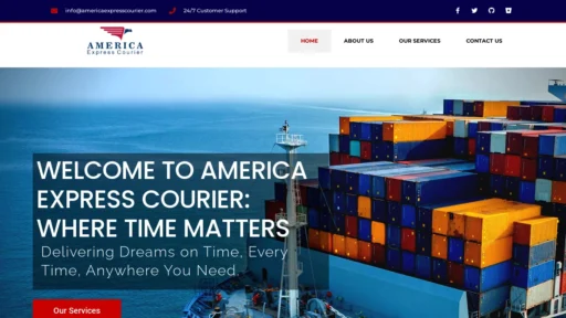 Scam Website Screenshot Americaexpresscourier.com